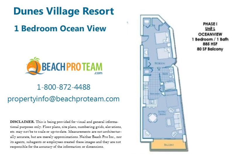 Dunes Village I Floor Plan L - 1 Bedroom Ocean View